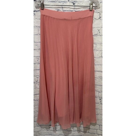 Zara Pink Salmon Color pleated Side Zip Maxi skirt Size Medium - Picture 1 of 6